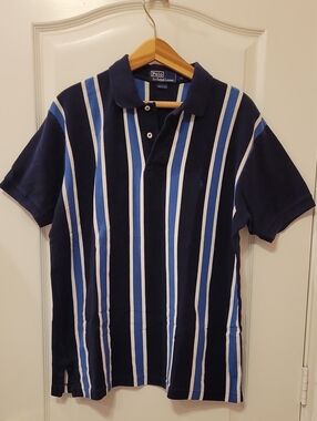 Polo by Ralph Lauren Navy with Blue & White Vertical Stripe Polo